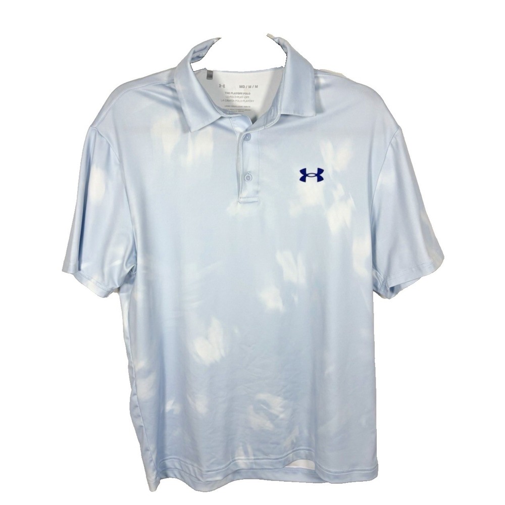 Under Armour Playoff Polo Shirt Mens Medium Light Blue Golf Performance Stretch